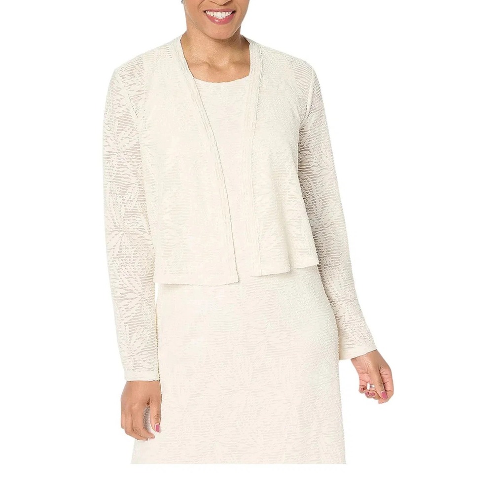 Attitudes by Renee Women's Floral Illusion Jacquard Topper Ivory, XL   #25C